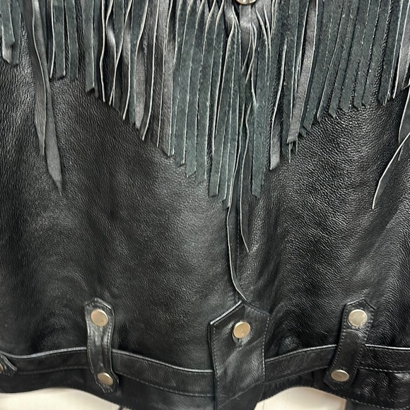 Vintage Wilson Black Leather Fringe Motorcycle Jacket - Picture 9 of 16